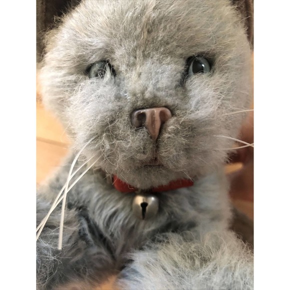 Vintage REAL SOFT TOYS Cat Plush Stuffed Toy Watford Gray Grey Lifelike England - Picture 2 of 11